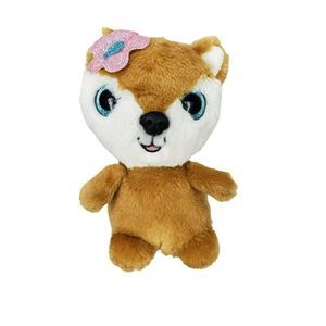 Spark 6" Brown Fox PLush pal with‎ pink blue glitter Flower stuffed animal toy